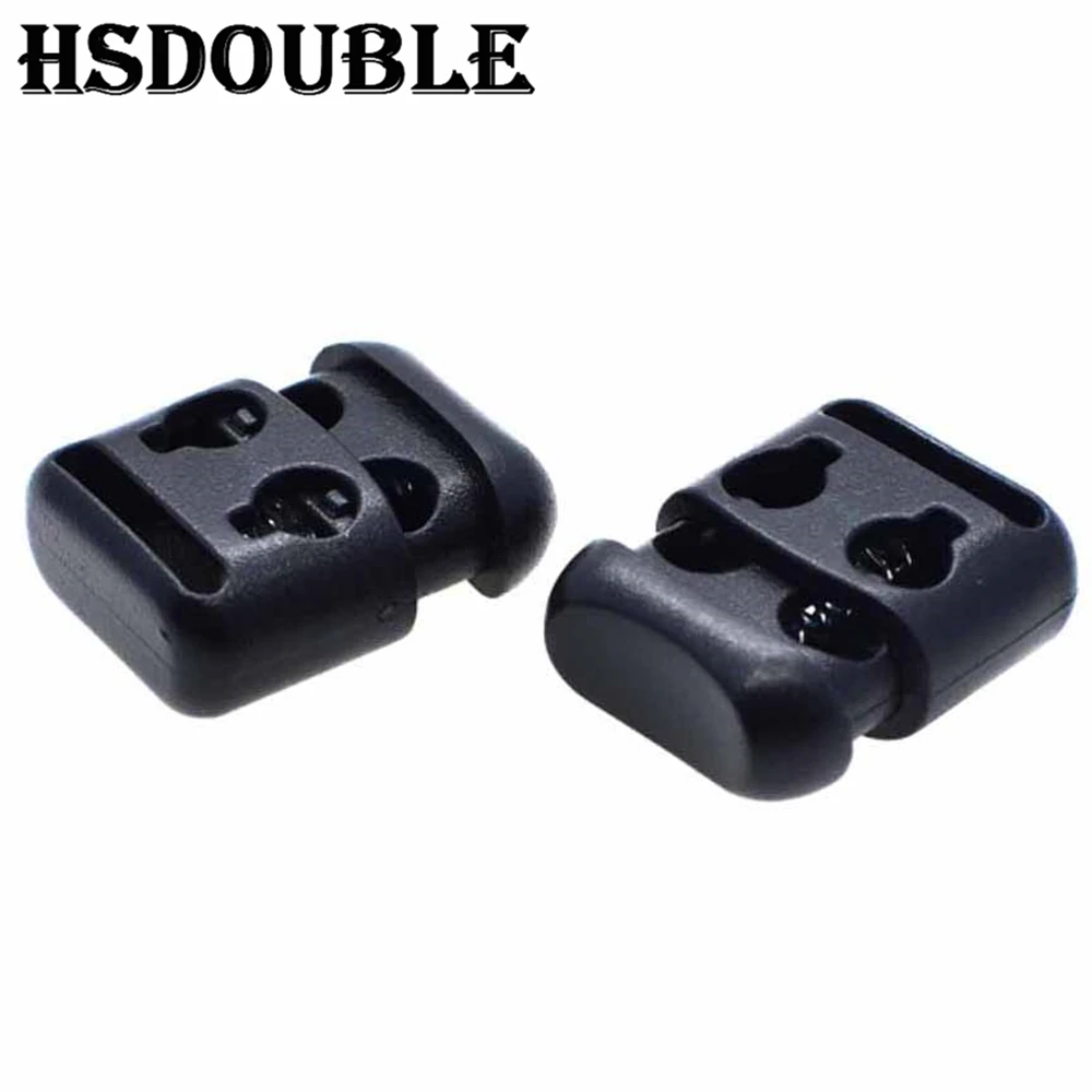 10 Pcs/Pack 2 Hole Cord Locks Toggle Clip Buckle Rope Cord Lock Stopper Black