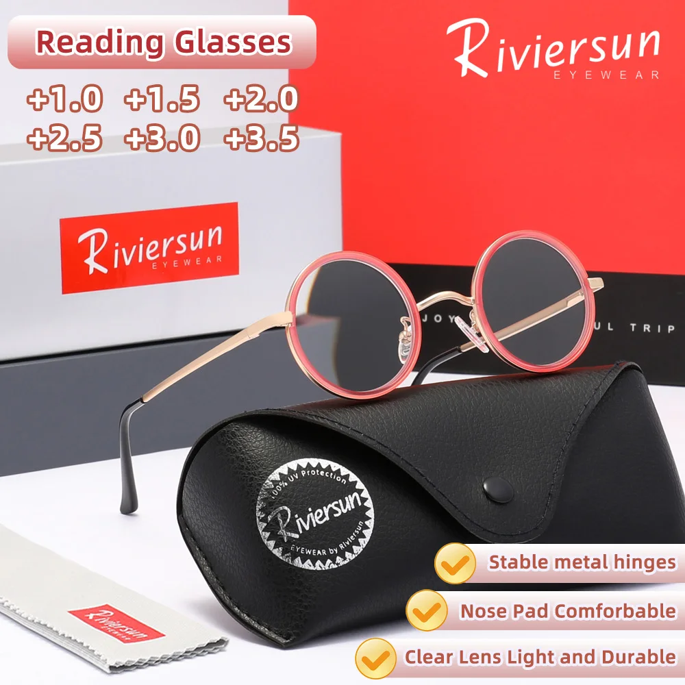 

Очки для чтения 2026 года с круглой оправой для женщин и мужчин, антибликовые, от пресбиопии, с диоптриями +1.0 ~ +3.5