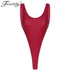 Women's Swimsuit Sexy One-piece High Cut Thongs Bodysuit Underwear Woman Swimwear Sleeveless Leotard Femme Swimming Bathing Suit