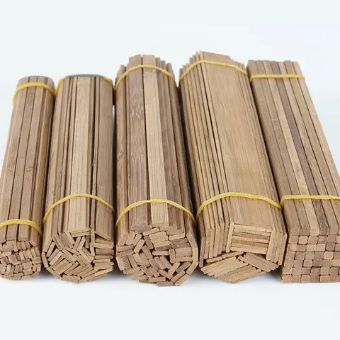 10 unids/lote de madera de bambú, Material de modelo de construcción DIY, muebles artesanales hechos a mano, adornos para hacer linternas