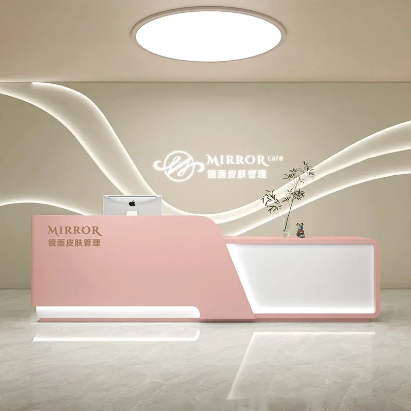Design Table Restaurant Reception Desk Modern Store Counter Luxury Reception Desk Cabinet Curved Bureau Postmodern Furniture