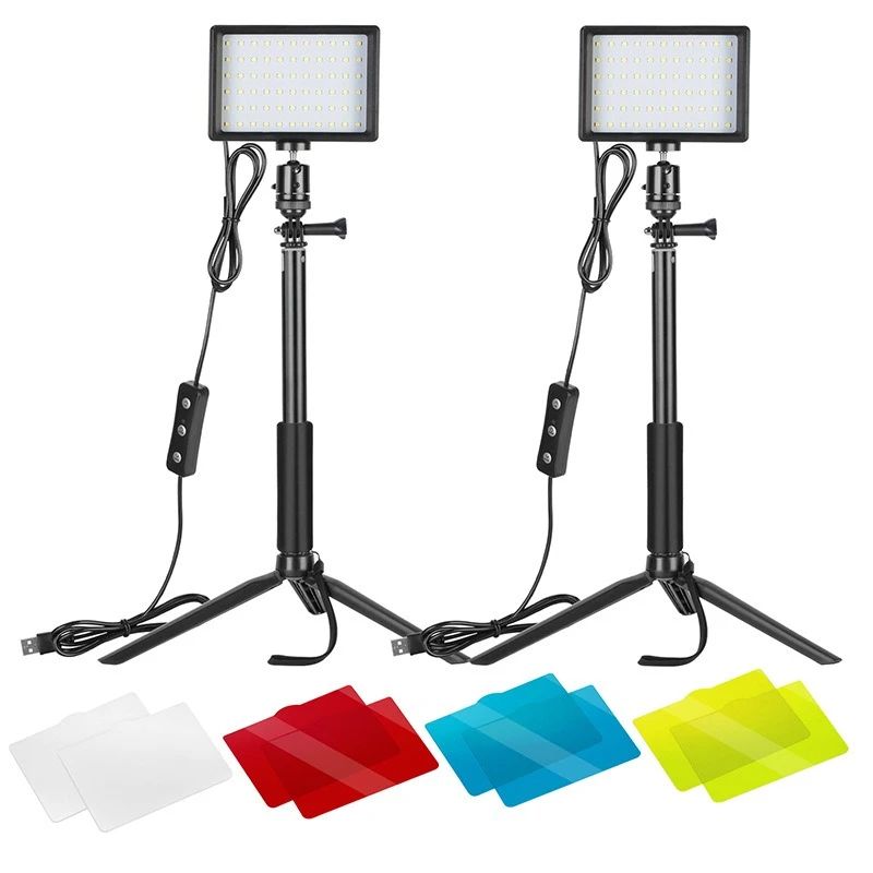 Desktop LED double light set, mobile phone live filling light soft light tablet light USB charging