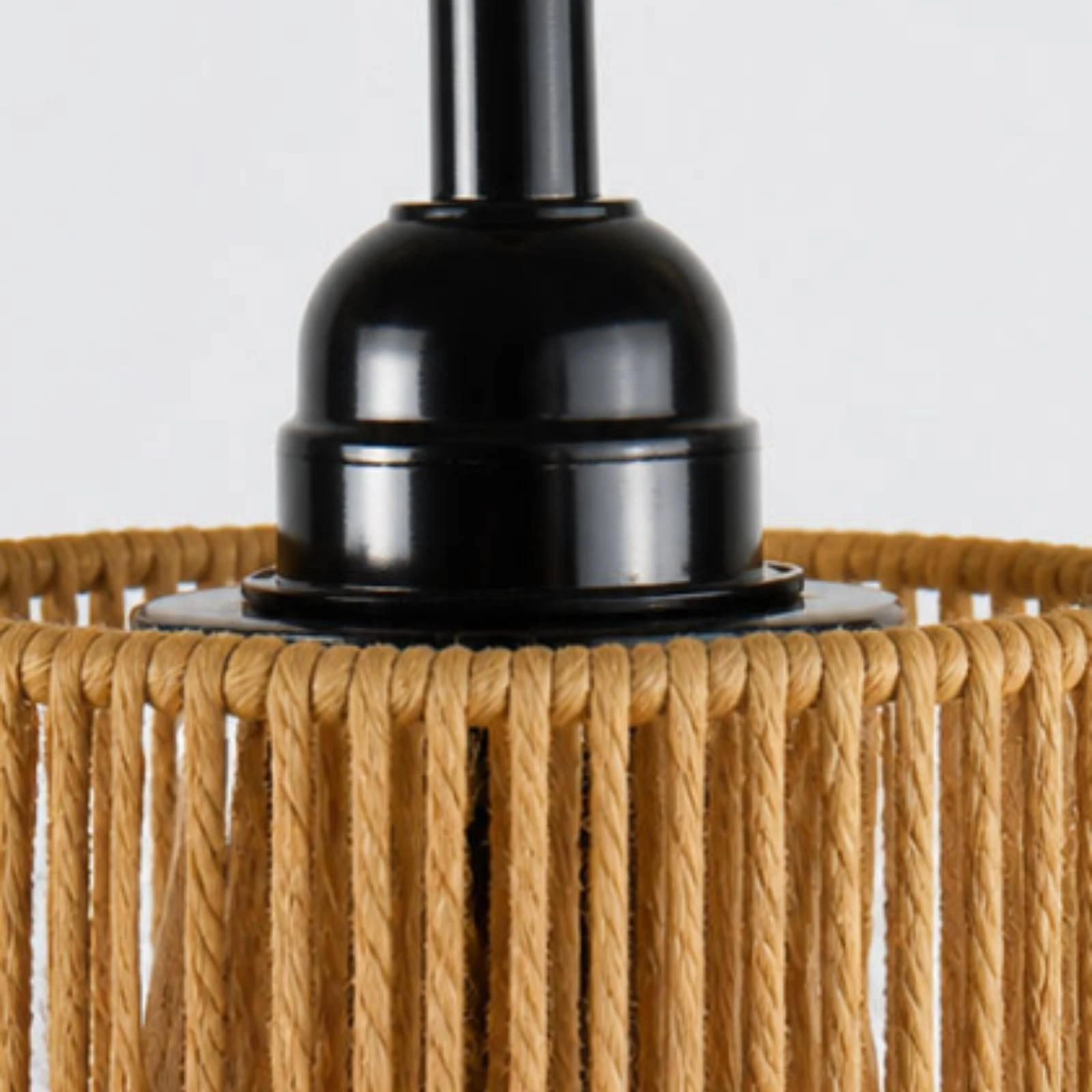 Cylindrical Hanging Lampshade with Open Slatted Design Warm Textured Light Shade Rattan Pendant Replacement Shade Boho