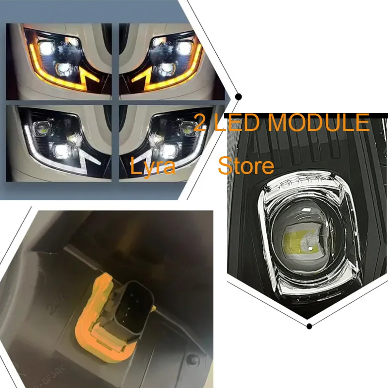 1 Pair LED Head Lamp With Lens Fit For Mercedes BENZ Actros MP4 Truck Headlight  A9608200539 A9608200439