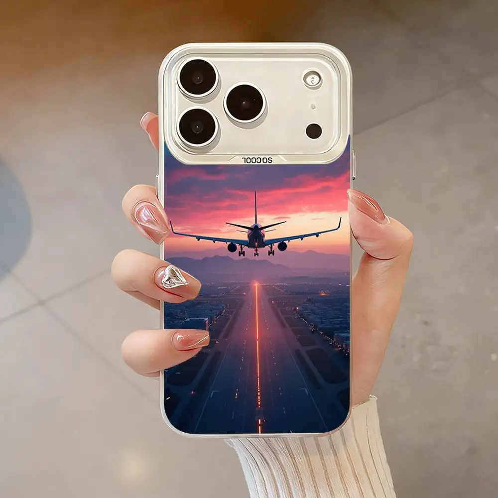 حافظة هاتف على شكل طائرة فنية للطيران لهواتف iPhone 17,16,13,12,X,11,15,14,Pro,Max,Plus,SE4,Air, Mini White IMD HD Matte