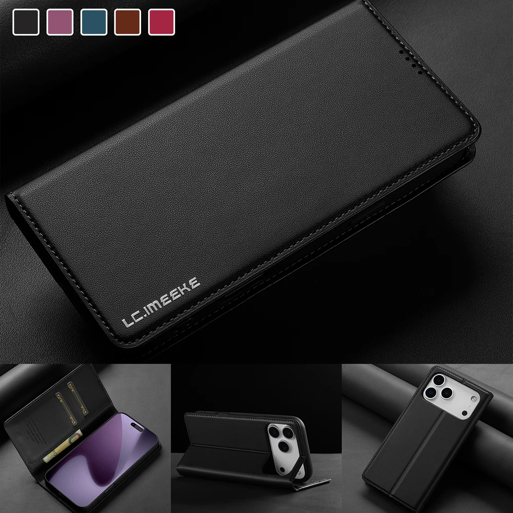 

L1 Light Luxury Series For iPhone 17 Pro, Book Style Flip PU Leather Purse Wallet Phone Case Fold Protective Stand Cover Pouch