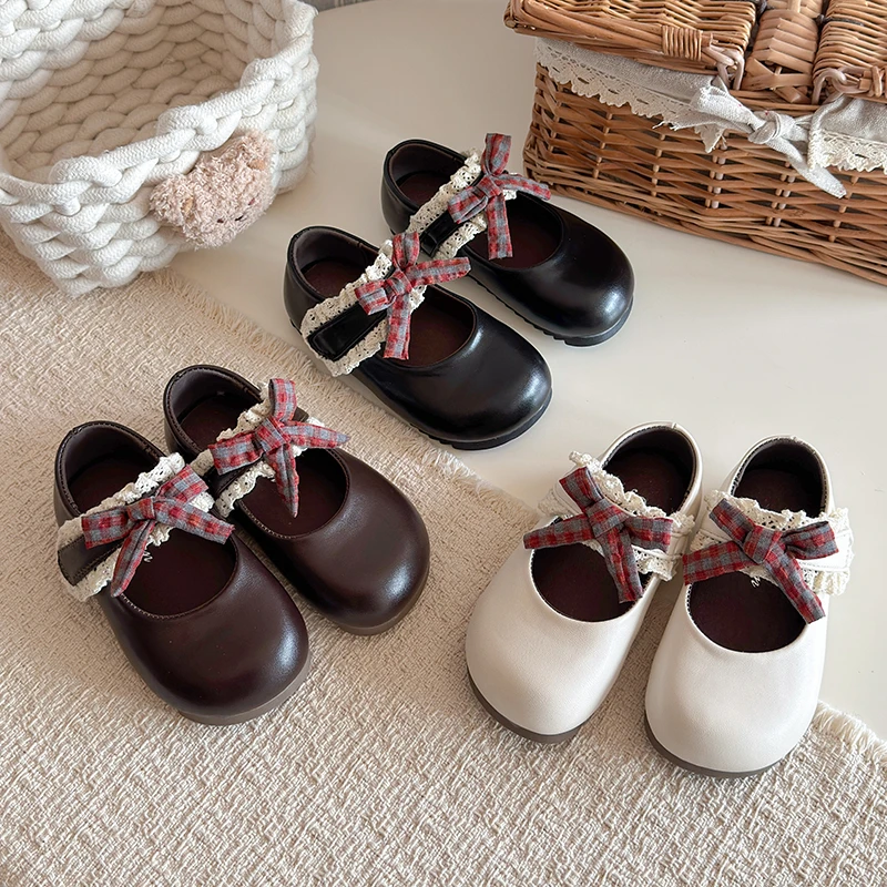 

Kids'Casual Shoes PU Leather Shoes Solid Color Low-Cut Spring For Girls Anti-slip Hook and Loop Beige Brown Shoes Size 21-30