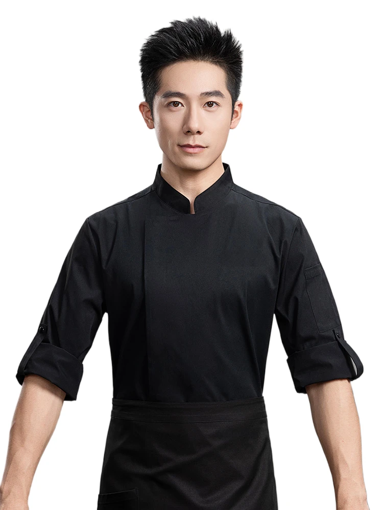 Uniforme de Chef de otoño con mangas ajustables para hombres, restaurante, Hotel, cantina, cocina, ropa de trabajo