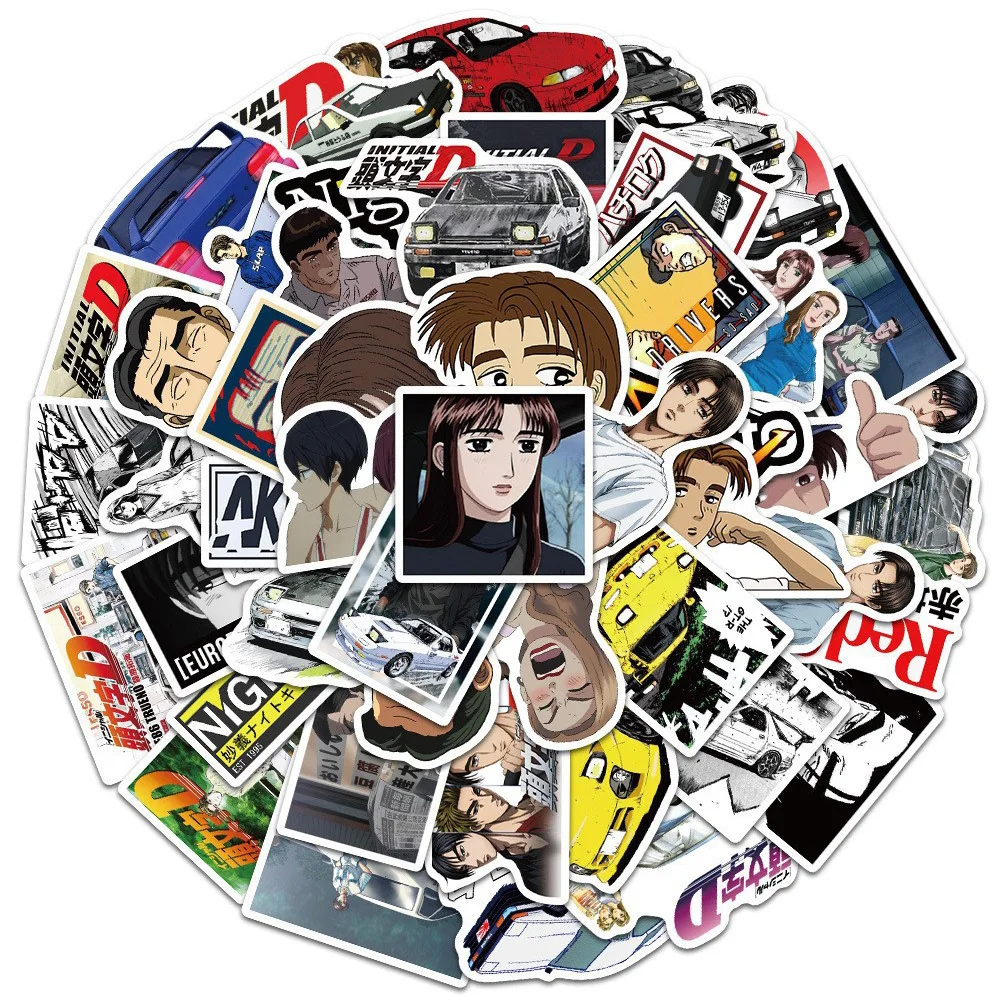 Autocollants waterproof avec motifs de dessin animé, 10/30/100 pièces, stickers, cool, graffiti, anime, course, initial D, pour skateboard, coque de téléphone, voiture, journal intime