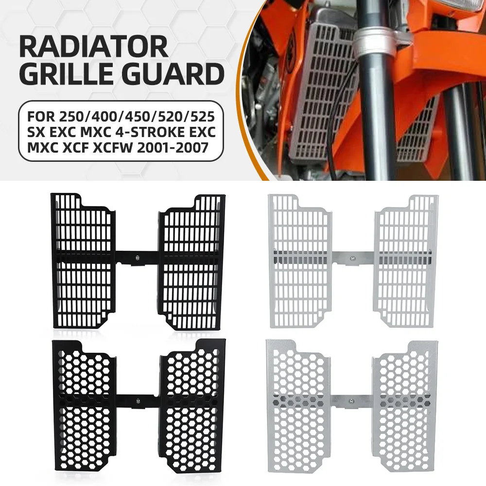 

Radiator Guard Grille Cooler Cover Protection For 250/400/450/520/525 SX EXC MXC 4-Stroke EXC MXC XCF XCFW 2001-2007 Motorcycle