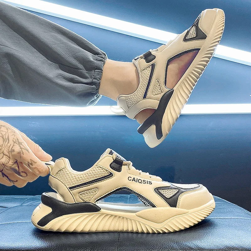 

Летние мужские сандалии, дышащая повседневная обувь, легкие мужские пляжные сандалии, модные роскошные кроссовки, уличная мужская обувь с вырезами