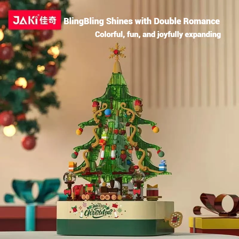 JAKI صندوق تشغيل الموسيقى ألعاب مكعبات البناء نموذج تجميعها سطح المكتب زخرفة شجرة عيد الميلاد بناء لعبة هدية عيد الميلاد للأطفال #1