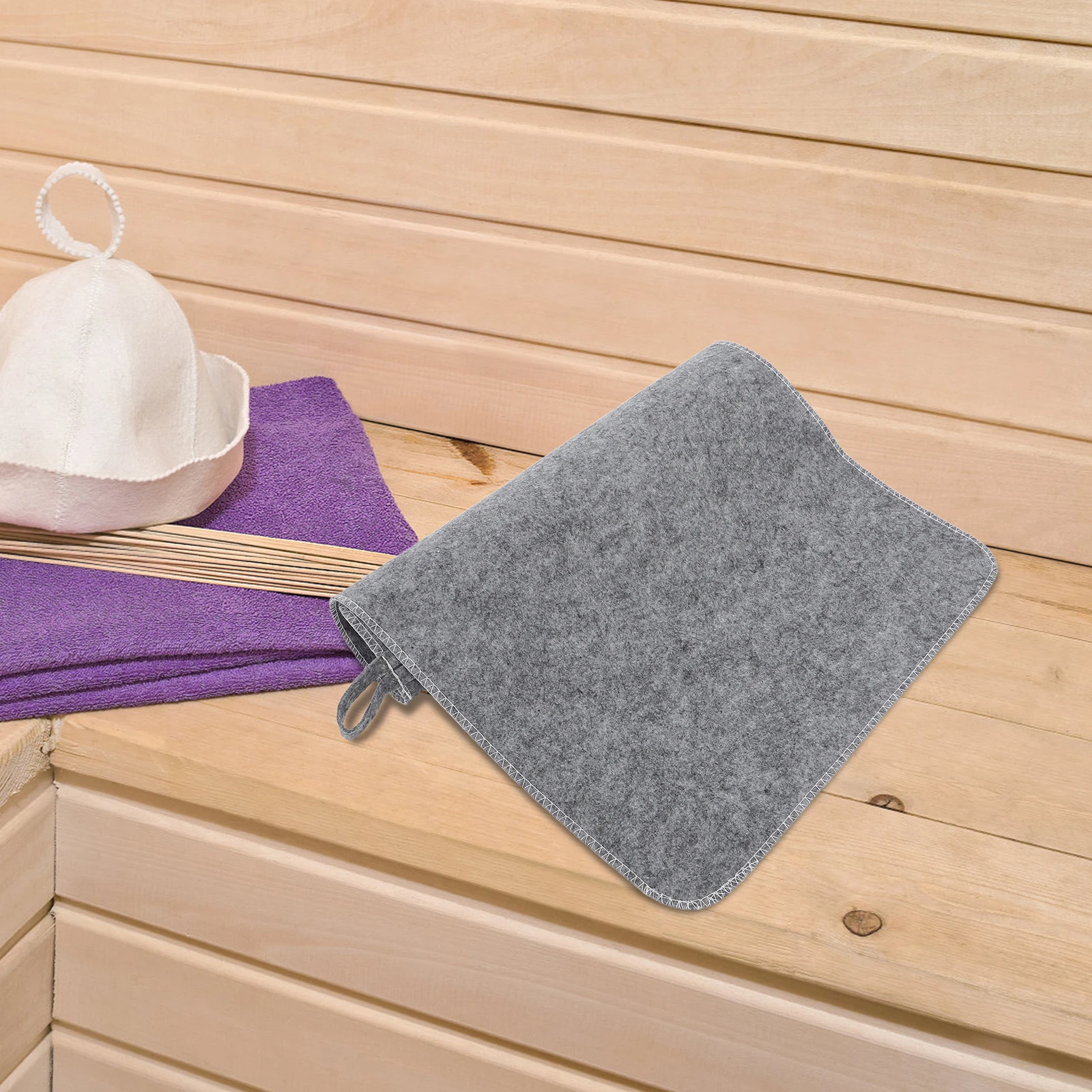 

2 Pcs Sauna Sweat Room Seat Pad Absorbent Felt Comfortable Air Circulation Portable Durable Bench Cushion Home Steam Floor Mat