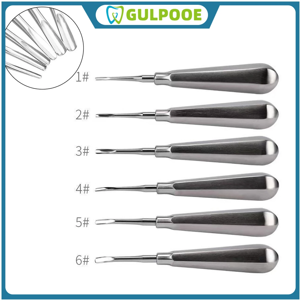

GULPOOE лифт для удаления зубов из нержавеющей стали, лифт с изогнутыми корнями, минимально инвазивный хирургический инструмент для стоматолога