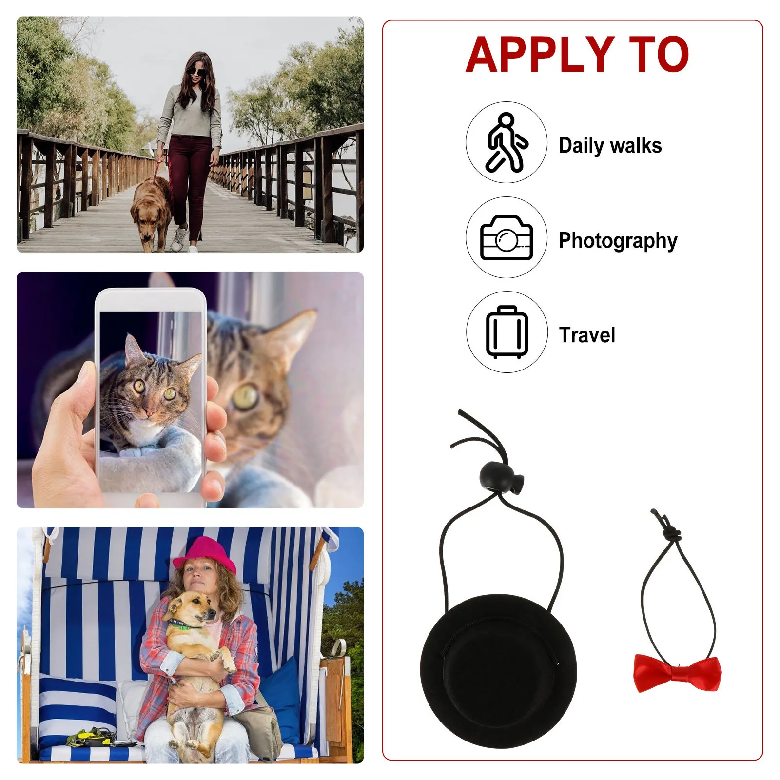 

2Pcs Pet Hat and Bowtie Set Suitable for Small Animals Fashionable Decorative Headwear for Parties Birthdays Travel Daily Walks