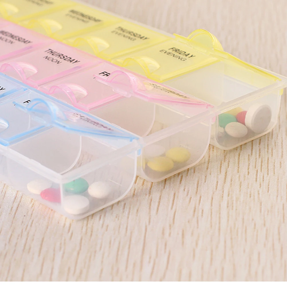 Portable Pill Box Storage Dispenser 7 Days Pill Case Mini Weekly Tablet Pill Medicine Box Holder Storage Pill Organizer