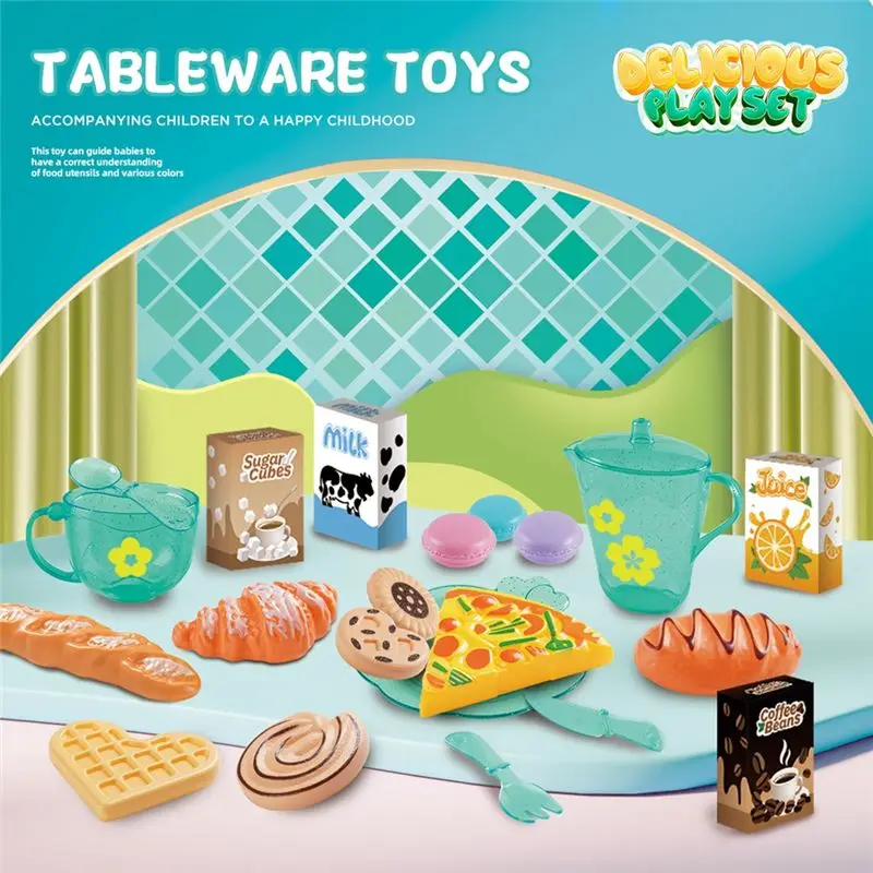 A63T-33Pc play house cozinha conjunto crianças chá festa jogar conjunto para crianças, dramatização com sobremesa e utensílios de mesa