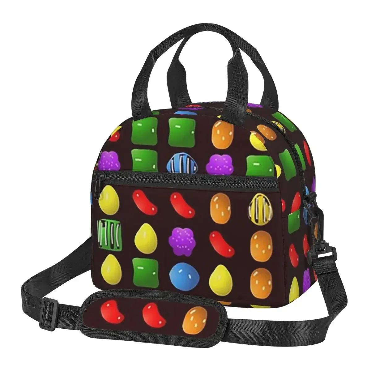New Candy Crush Saga Insulated Lunch Bag for Women Picnic Storage Food Boxes Container Cooler Thermal Lunch Box Tote