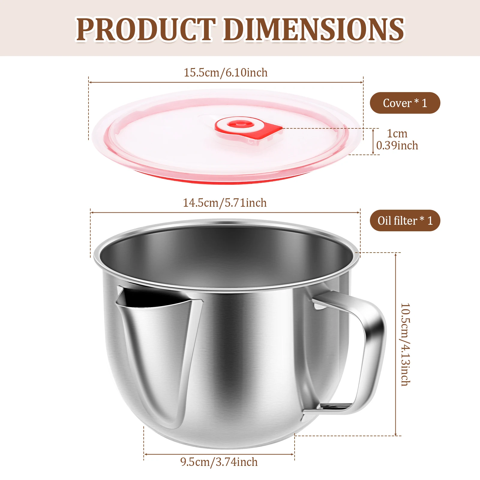 Stainless Steel Soup Bowl Gravy Oil Fat Separator Pot Grease Oiler Filter Strainer Bowl Gravy and Sauce Separator Kitchen Tools