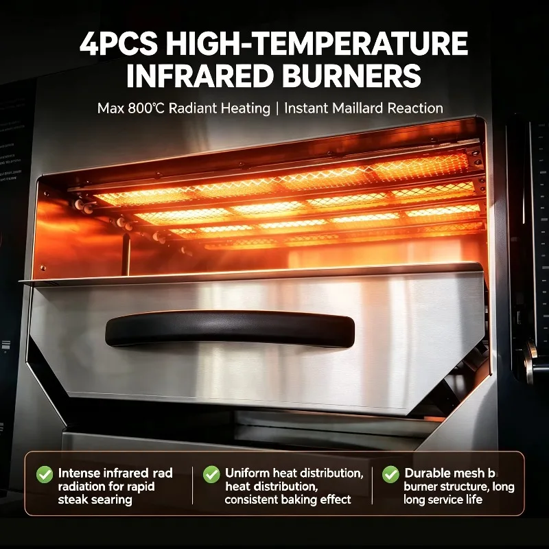 Multi-Functional Electric/Gas Steak Broiler BBQ Roasting Grill Automatic Temperature Adjustable Steak Broiler Meat Grill Oven