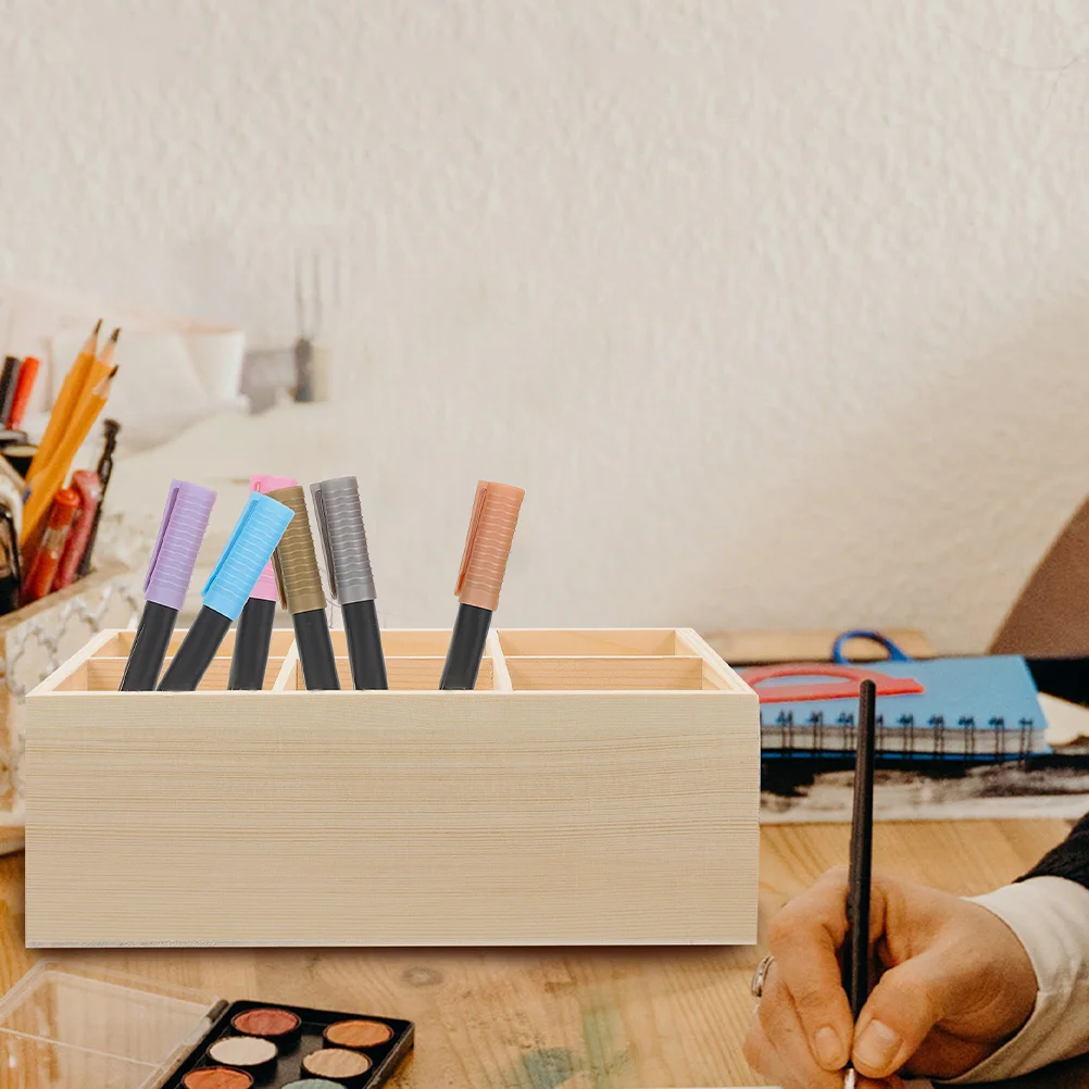 

Organizer Crayon Marker Storage Box Child 2400X1630X830CM Wooden Makeup Holder Brush