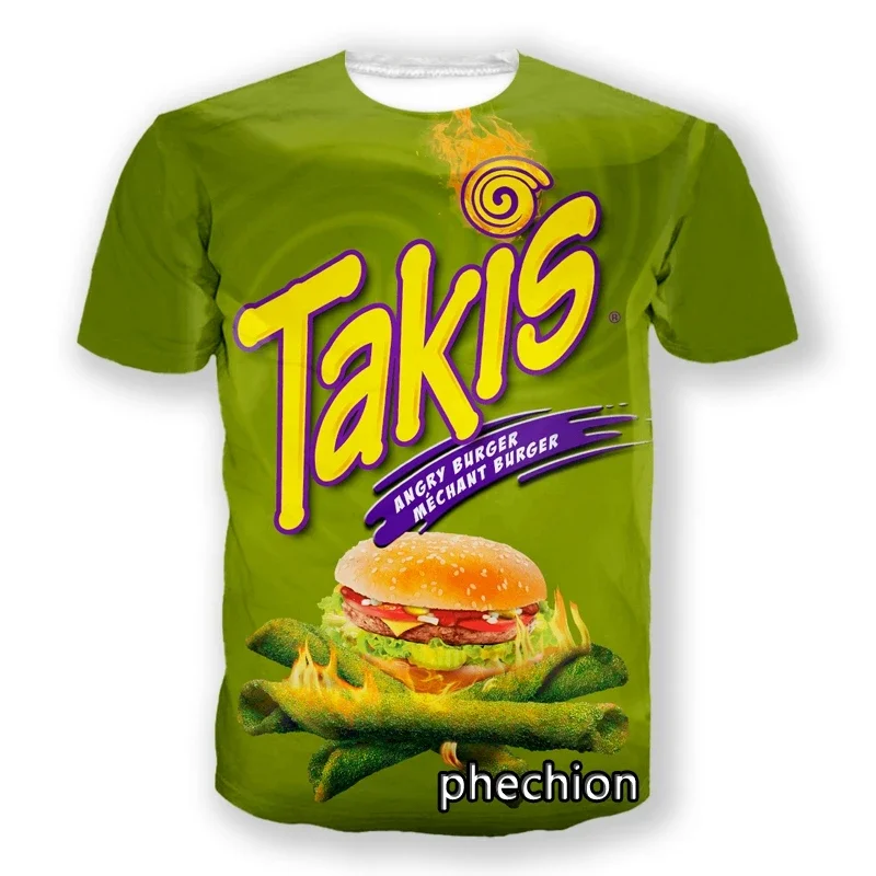 Phechion New Men\'s and Women\'s Snack Takis 3D Printed T-shirt Fashion Casual Sports Crewneck Hip Hop Summer Top