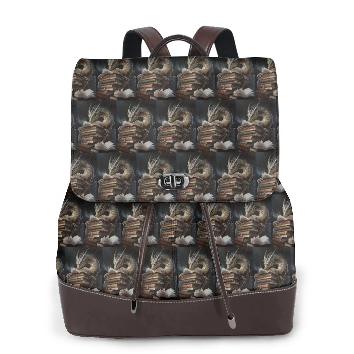 Book And Sleeping Dragon Bookbag School Student Bags Hiking Travel Daypack for Women Fashion Derma Backpack
