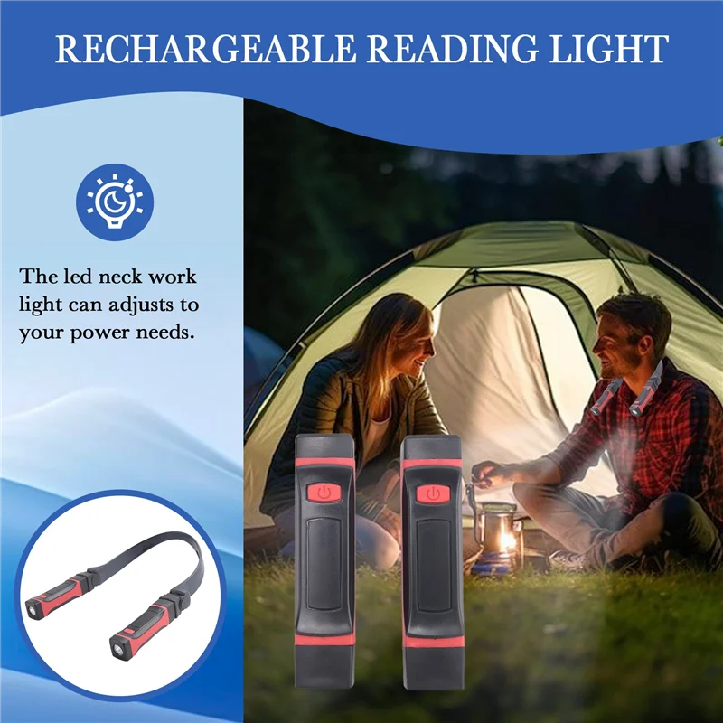 

Detachable Neck Light Rechargeable, LED Work Light With Magnetic Base, Hands Free Mechanic Light, Around Neck Easy To Use-BEAU
