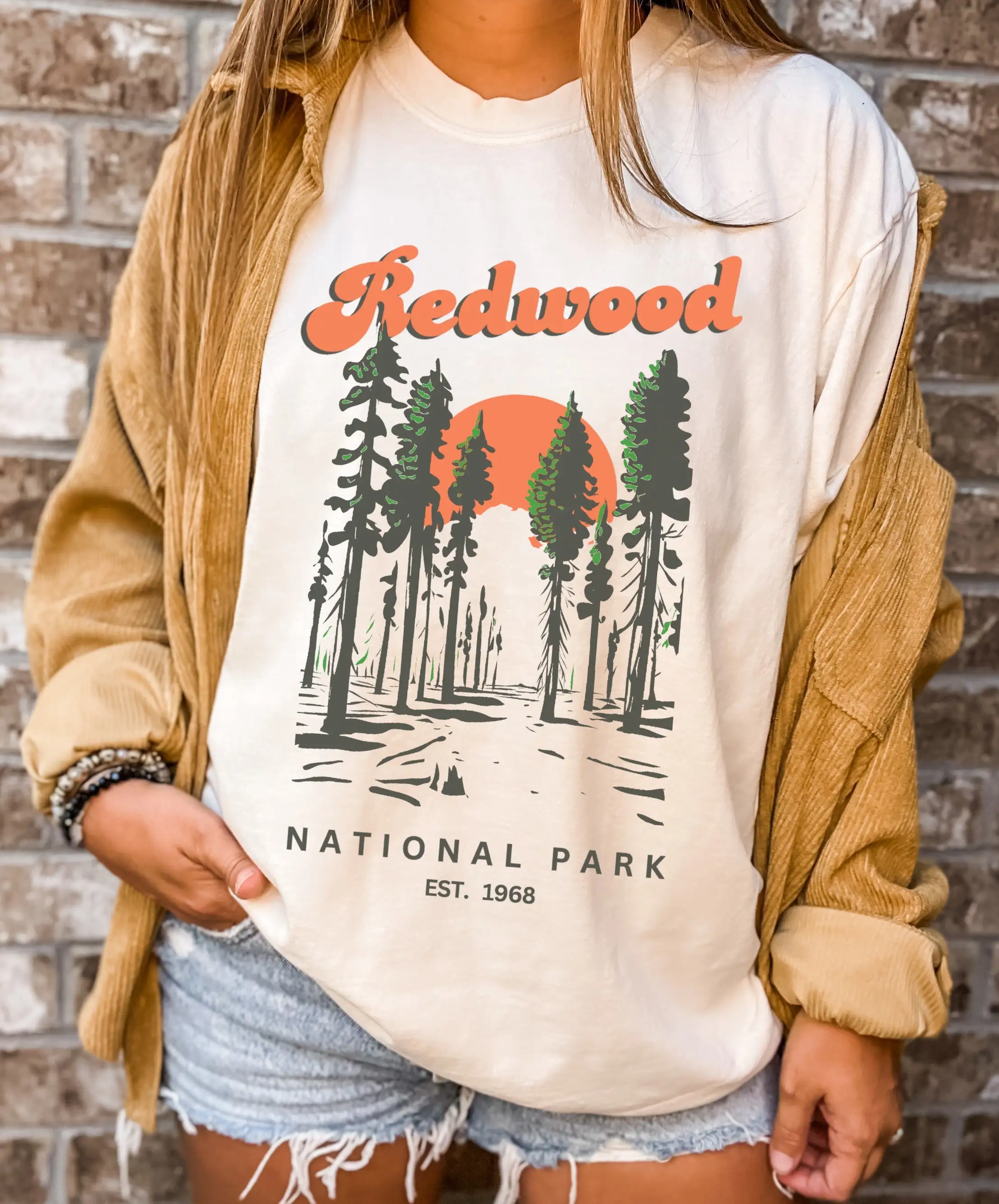 Redwood National Park California Hiking T Shirt Giant Sequoia Pullover