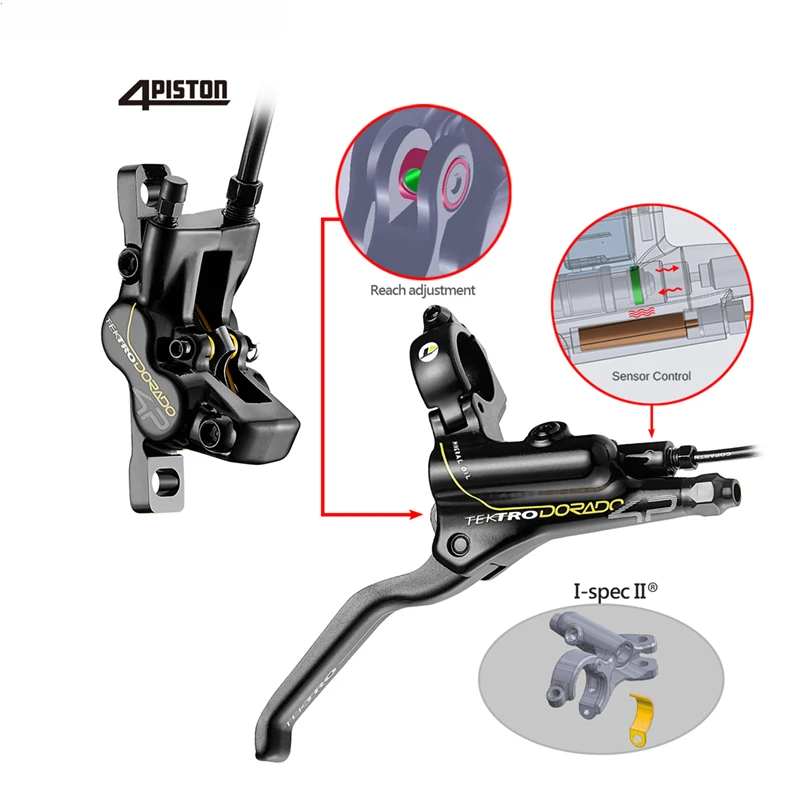 Chinese Factory Sensor Control E-bike TEKTRO Disc Brake HD-E725 Wire-controlled Hydraulic Disc Brake Without Rotor For 1 Wheel