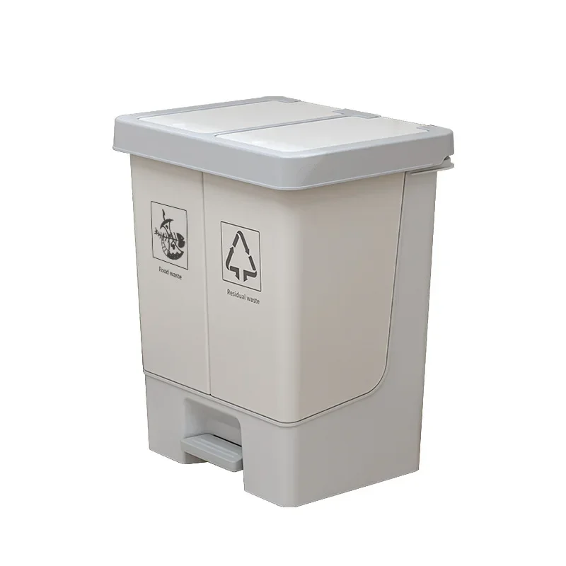 

Foot-operated multi-functional trash can, dry and wet separation and classification, hand-pressed trash can