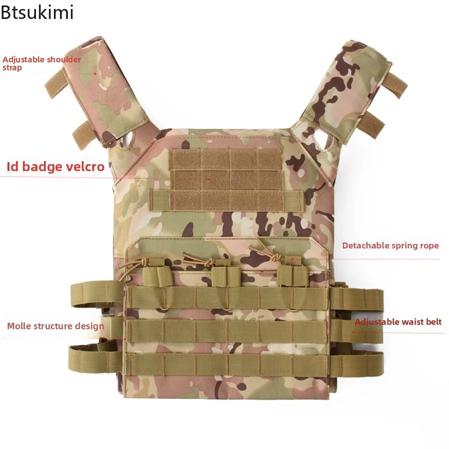 Men Tactical Training Vest Adjustable Durable Modular Outdoor Hunting Fishing Vest Cs War Game Equipment Plate Carrier Chest Rig