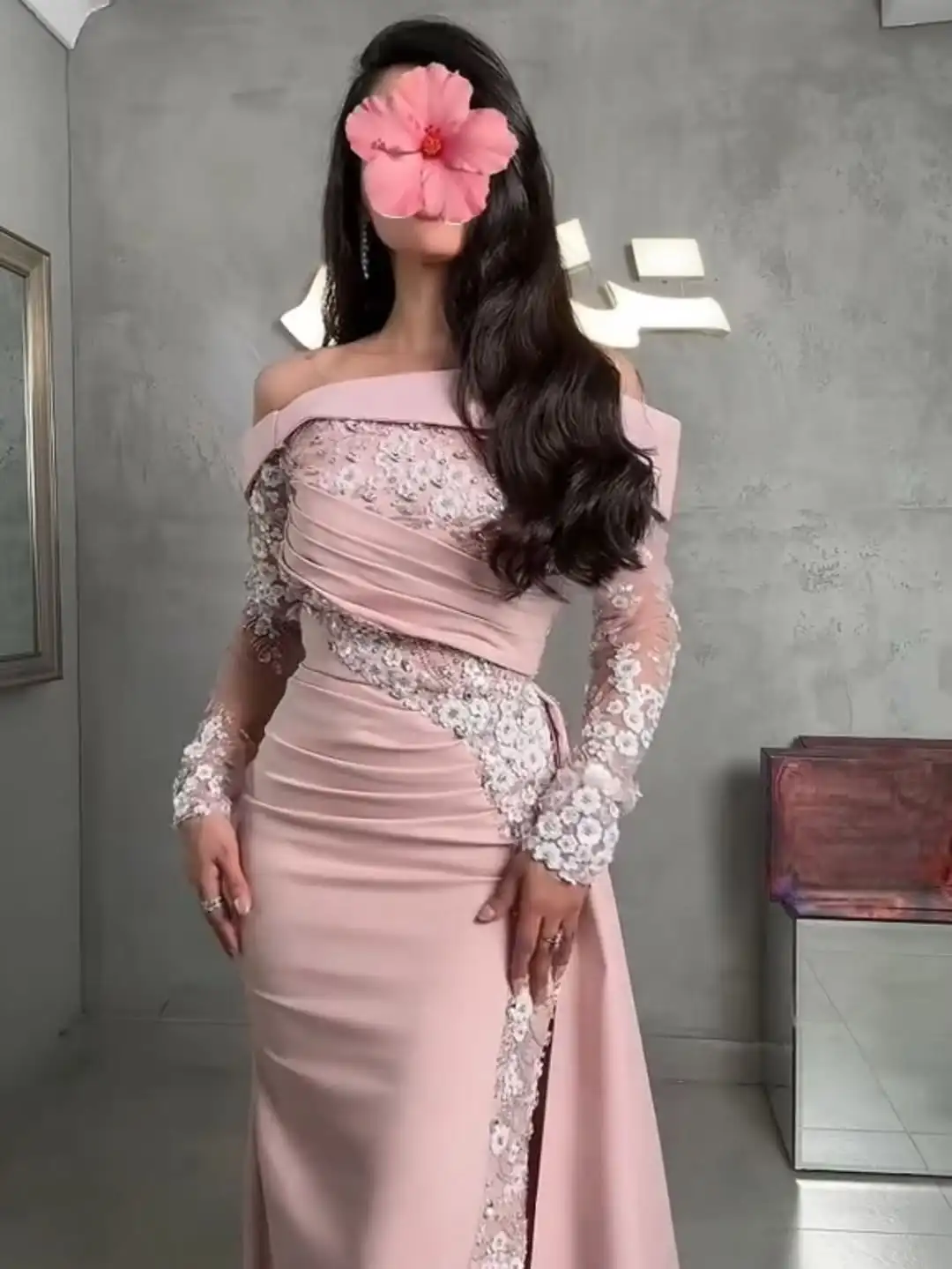 

Arabian Night Elegant Evening Dresses Mermaid Party Dresses Pink Sequins Prom Gowns Customized Luxurious فساتين سهرة