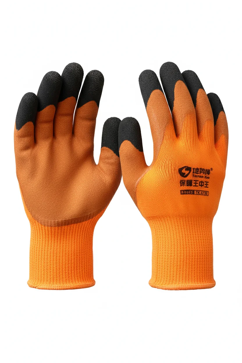 

Latex Winter Work Gloves Men, Fleece Lined Rubber Coated Non-Slip, Waterproof Wear-resistant Safety Thermal Gloves Construction
