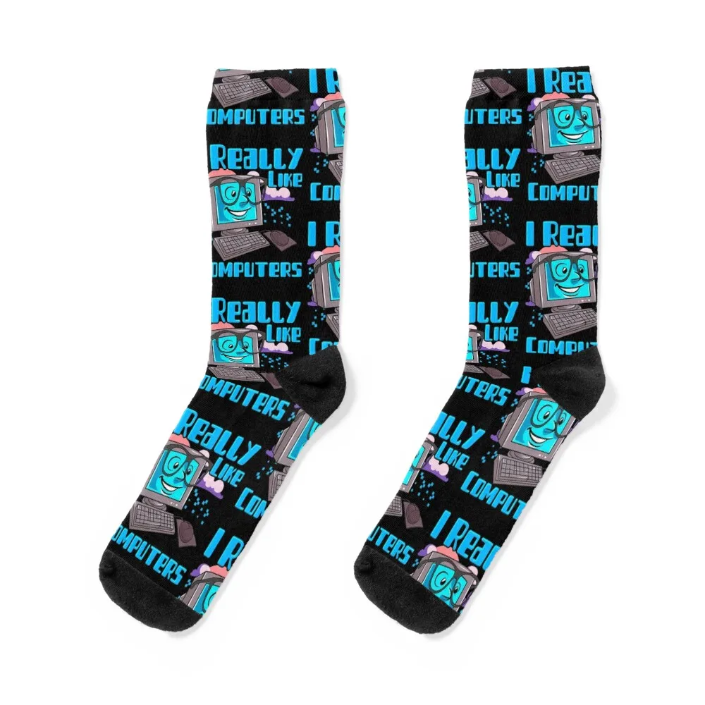 I Really Like Computers Nerdy Tech Guy Geek Socks tennis christmass gift designer brand set Socks For Women Men's