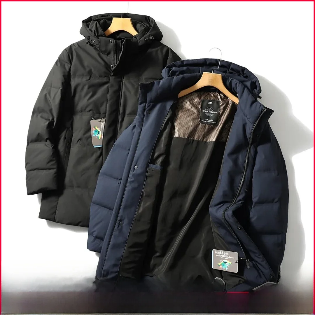 

Advanced Anti-Wrinkle Fabric down Jaet Men's Pure Color Versatile Mid-Length Hooded Durable Water-Resistant Youth Faion