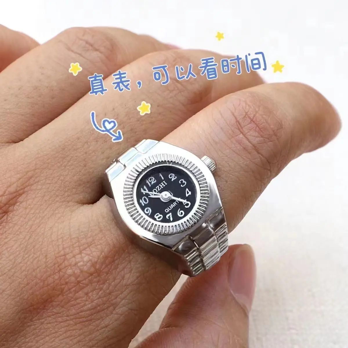 Ring Watch New Hot Selling Creative Alloy Shell Finger Circular Dial Couple Men And Women