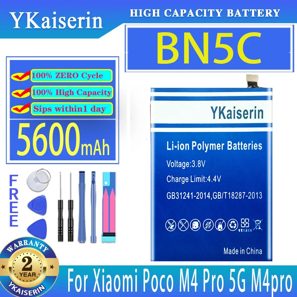 

YKaiserin 5600mAh Replacement Battery BN5C For Xiaomi Poco M4 Pro 5G Batteries