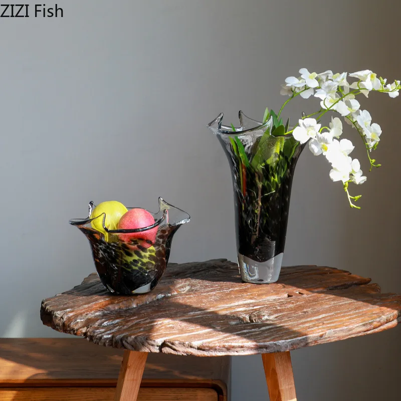 

Flower Edge Glass Vase Transparent Hydroponics Vases Table Decoration Floral Decorative Flowers Arrangement Modern Home Decor