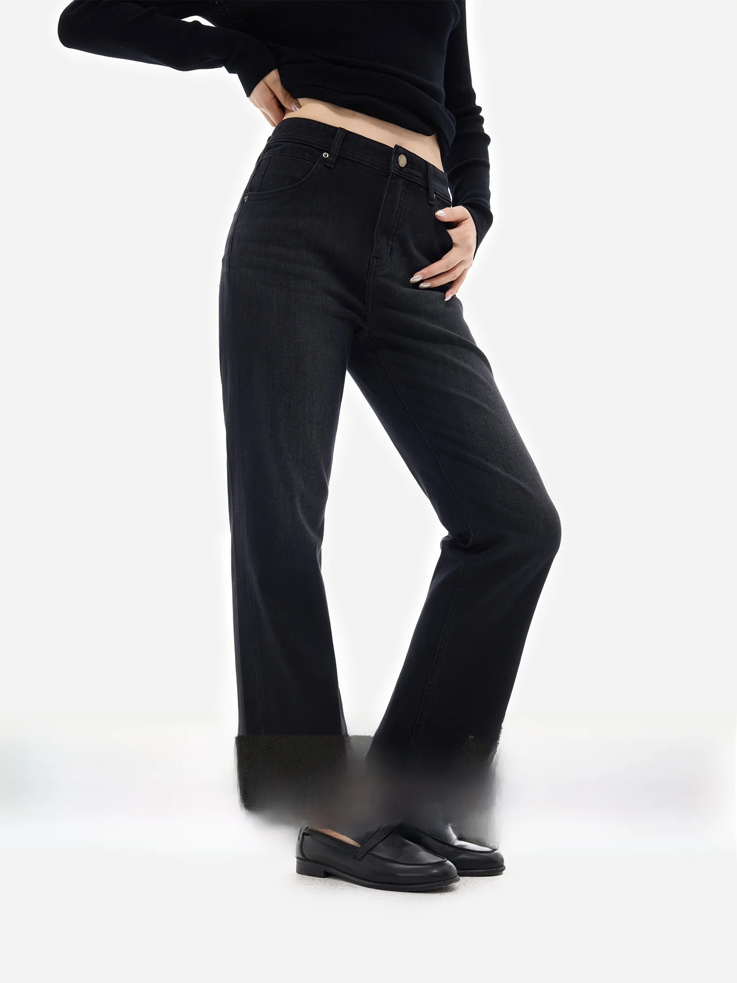 

HonoreGuYue Practicalism High Waist Cotton Denim Pants Women's Fashionable Versatile Leg Shaping Nine-Tenths Length Jeans