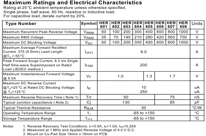 10pcs HER608 Fast Recovery Diode R-6 6A 1000V ASEMI Brand New