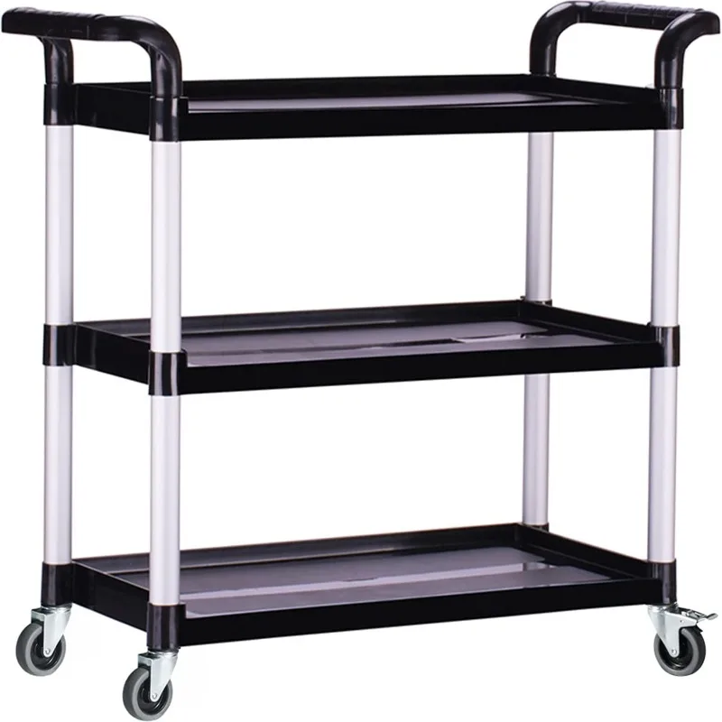 

Plastic Utility Carts with Wheels, Heavy Duty 510lbs Rolling Service Cart, 3-Tier Restaurant Food Cart