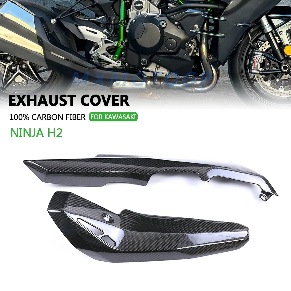 For Kawasaki H2 2015 2016 2017 2018 2019 2020 2021 2022 100% Carbon Fiber Exhaust Cover Fairings Motorcycle Accessories