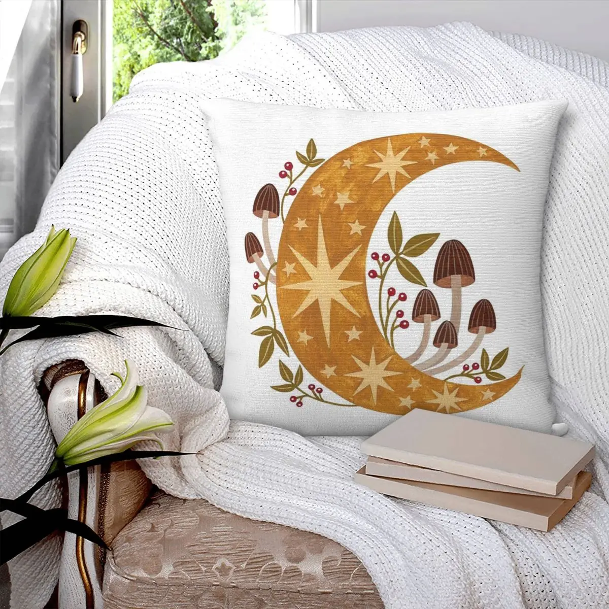 Forest Moon Square Pillowcase Pillow Cover Polyester Cushion Decor Comfort Throw Pillow for Home Living Room