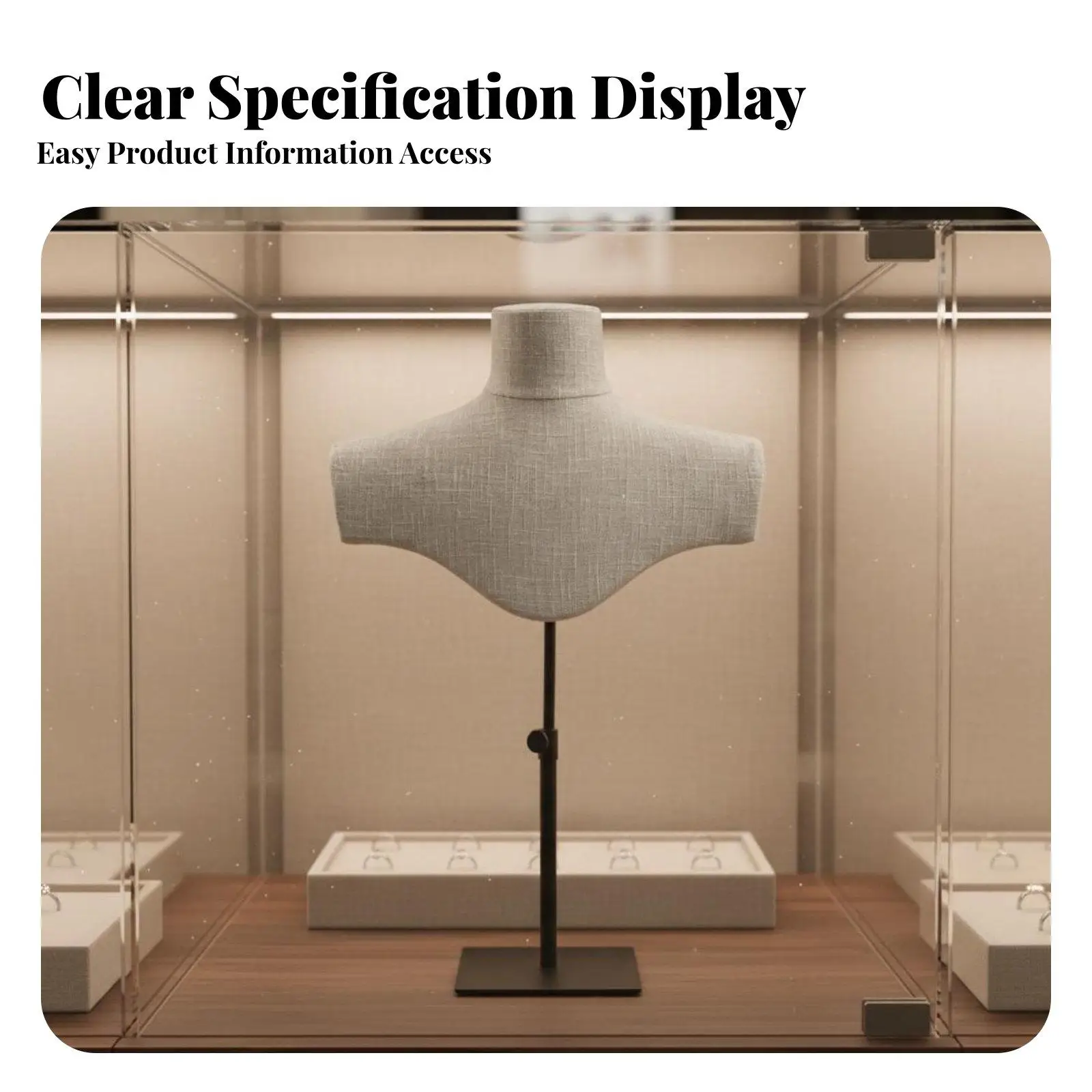 Necklace Display Bust Elegant Design Jewelry Bust Stand Neutral Color Necklace Holder Mannequin for Jewelers, Retailers, Store