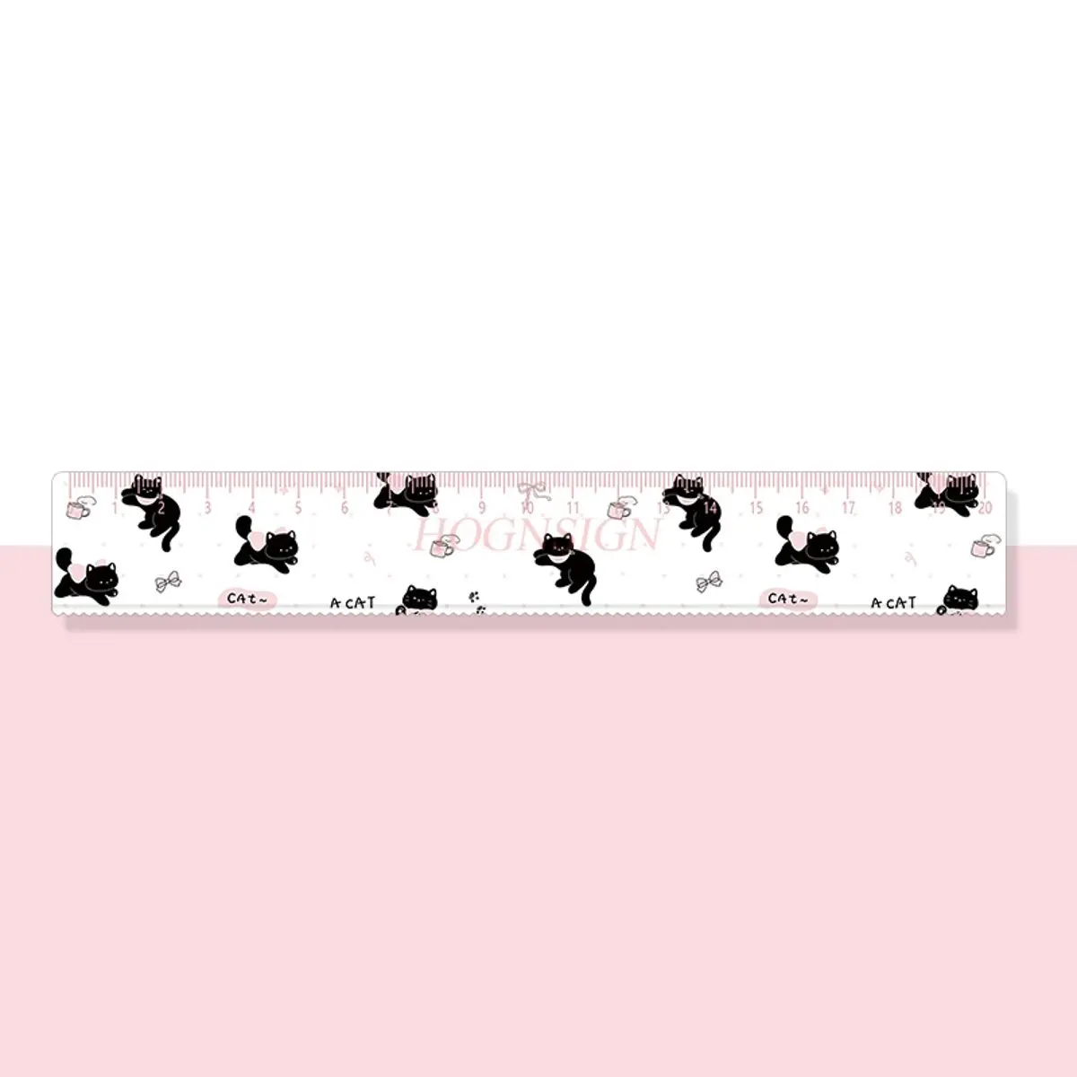1pcs Black Cat Student Stationery Straight Ruler with Wave Hand Accounting Ruler Drawing Art Student Acrylic 20cm