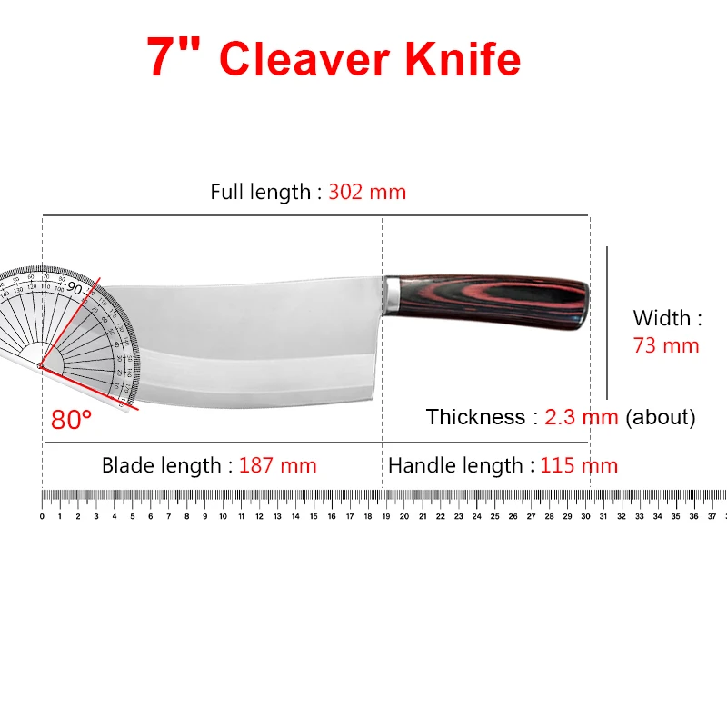 Professional Meat Cleaver Kitchen Knife Stainless Steel wooden handle  Butcher Chopper Fish Slicing Chef Tool Kitchen Supplies