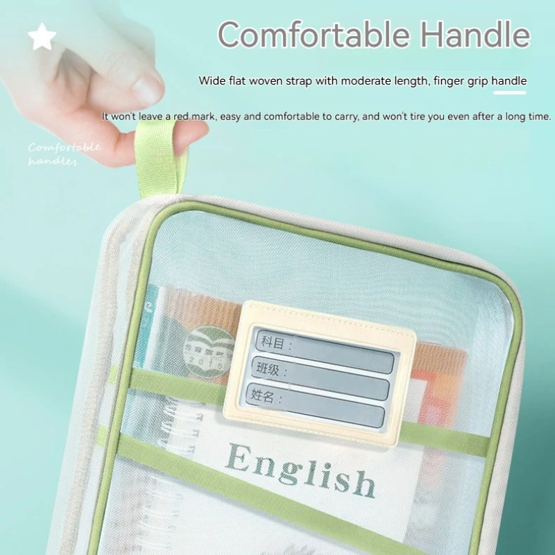 Large Capacity Stationery Storage Bag Transparent Double-Zipper for Student Exam Paper Book Office Supplies File Pouch Organizer view 3