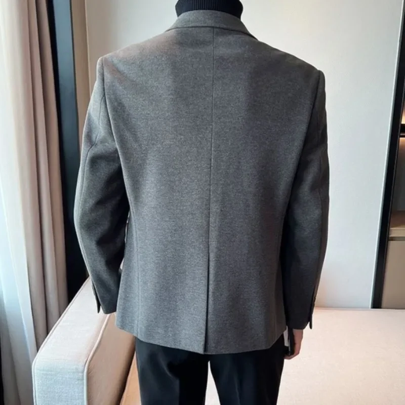 2 Piece Outfit Set Man Blazer Business Big Size Full Suit for Men Grey Luxury Ceremony Classic Elegant High Quality 2024 Jackets