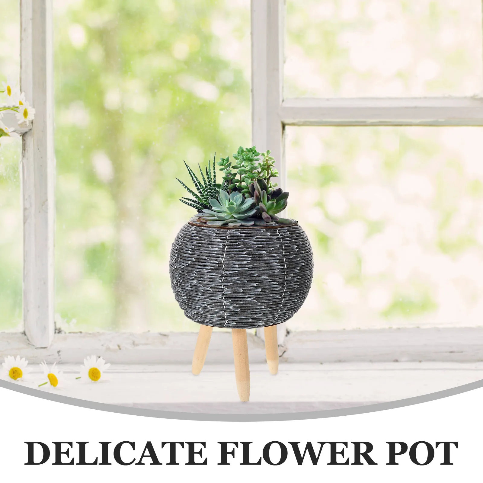 

Woven Flower Pot Stand Plant Holder Indoor Garden Rack Succulent Bonsai Display Shelf Lightweight Durable Home Decoration